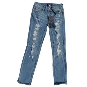 Bbj Boom Boom Jeans Boyfriend Distressed Ripped Light Wash Denim Pants Womens 3